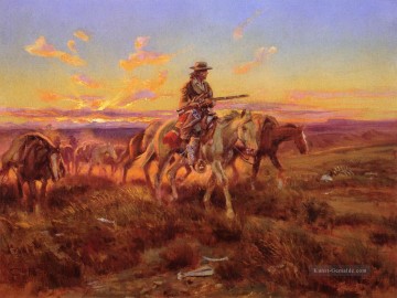 Indianer und Cowboy Werke - der Freihändler 1925 Charles Marion Russell Indiana Cowboy